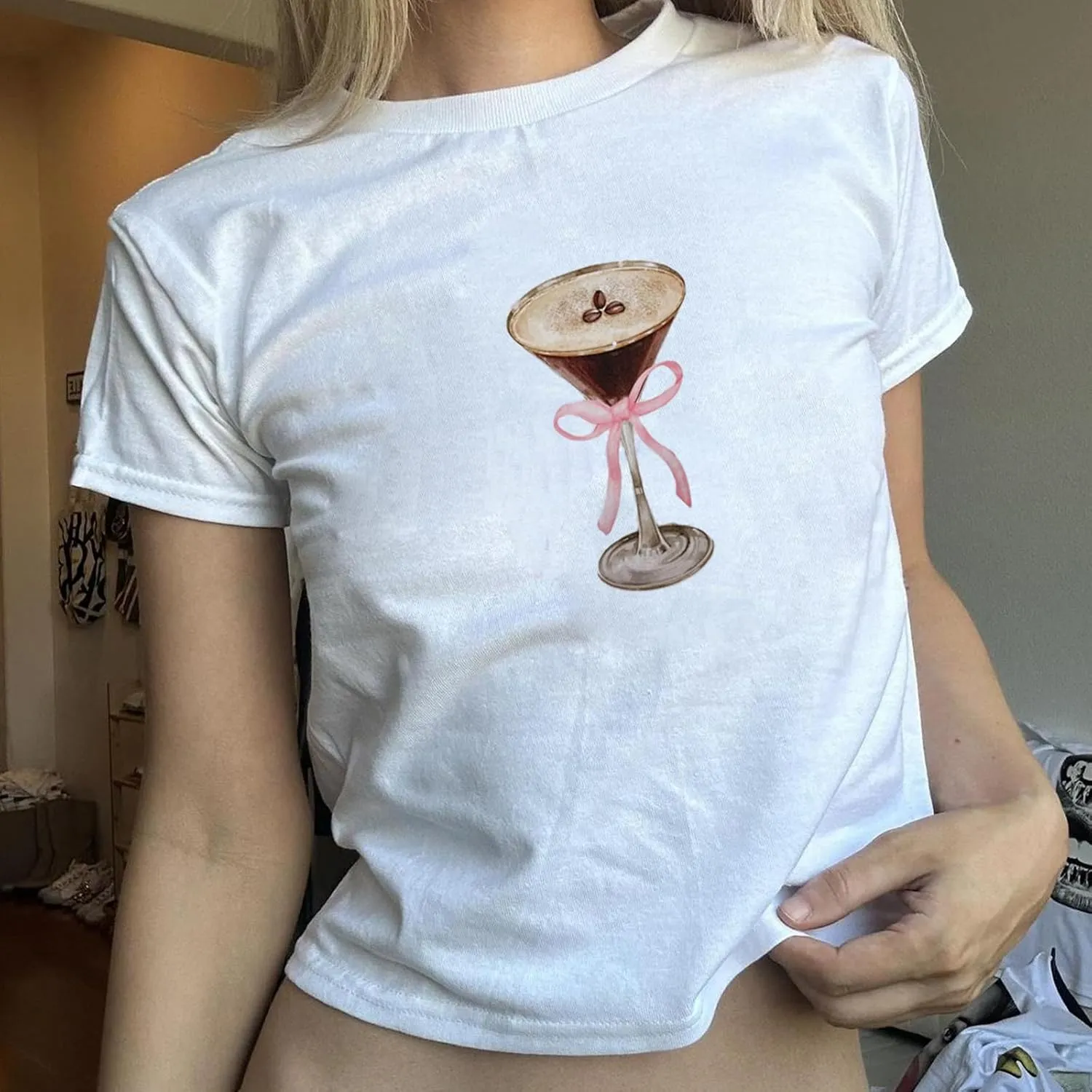 Baby Tees Y2k Women Teen Girls Graphic Short Sleeve Crop Tops Vintage Aesthetic Cute Fruit Floral Cropped T Shirts