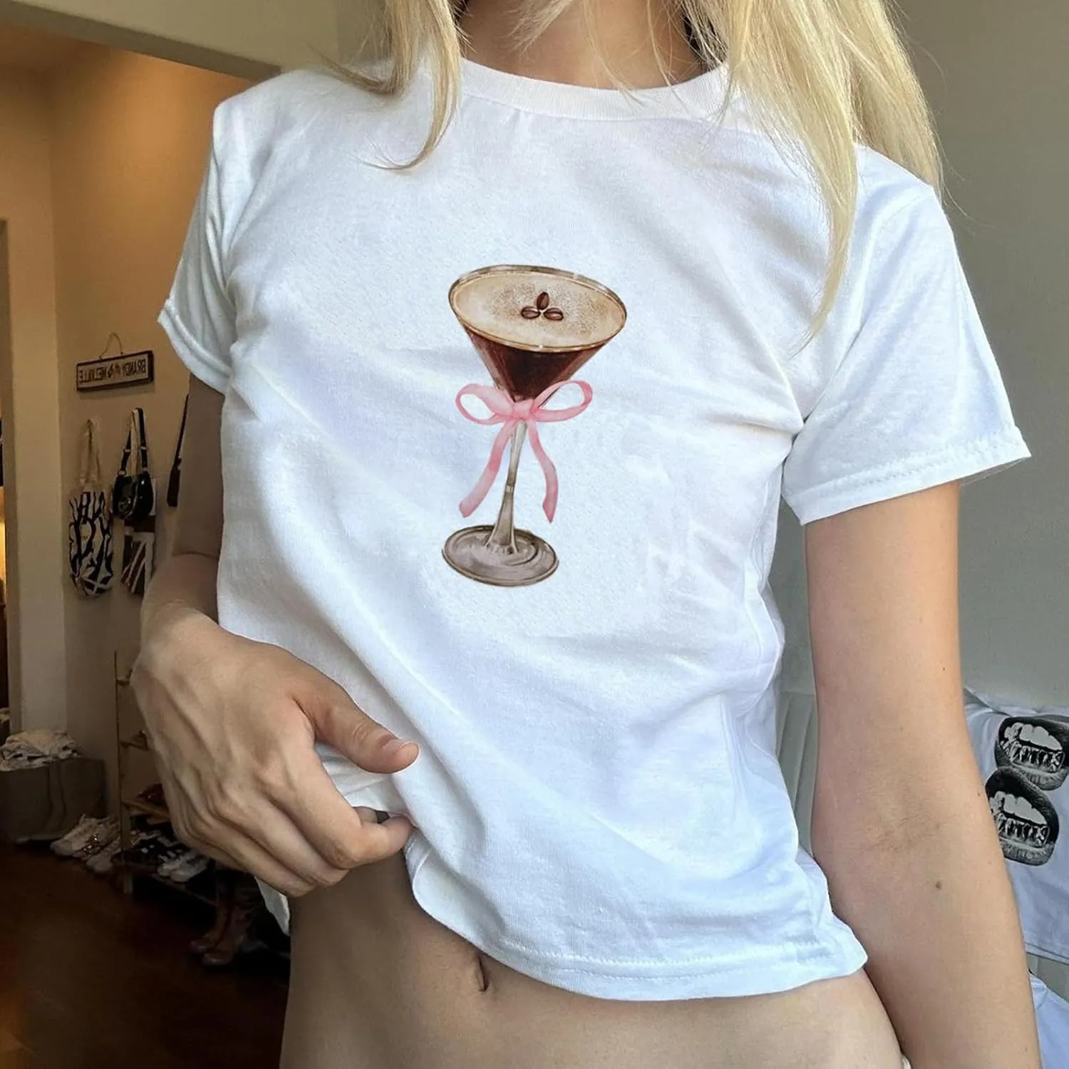 Baby Tees Y2k Women Teen Girls Graphic Short Sleeve Crop Tops Vintage Aesthetic Cute Fruit Floral Cropped T Shirts
