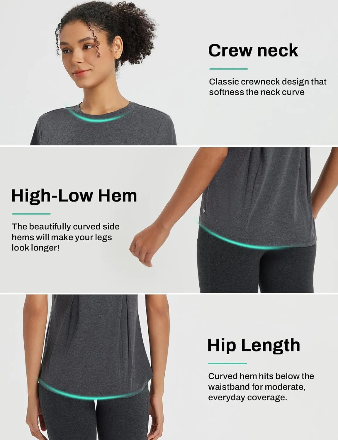 baleaf Womens Workout Tops Short Sleeve Loose Fit Yoga Athletic Shirts Lightweight Moisture Wicking Running Top