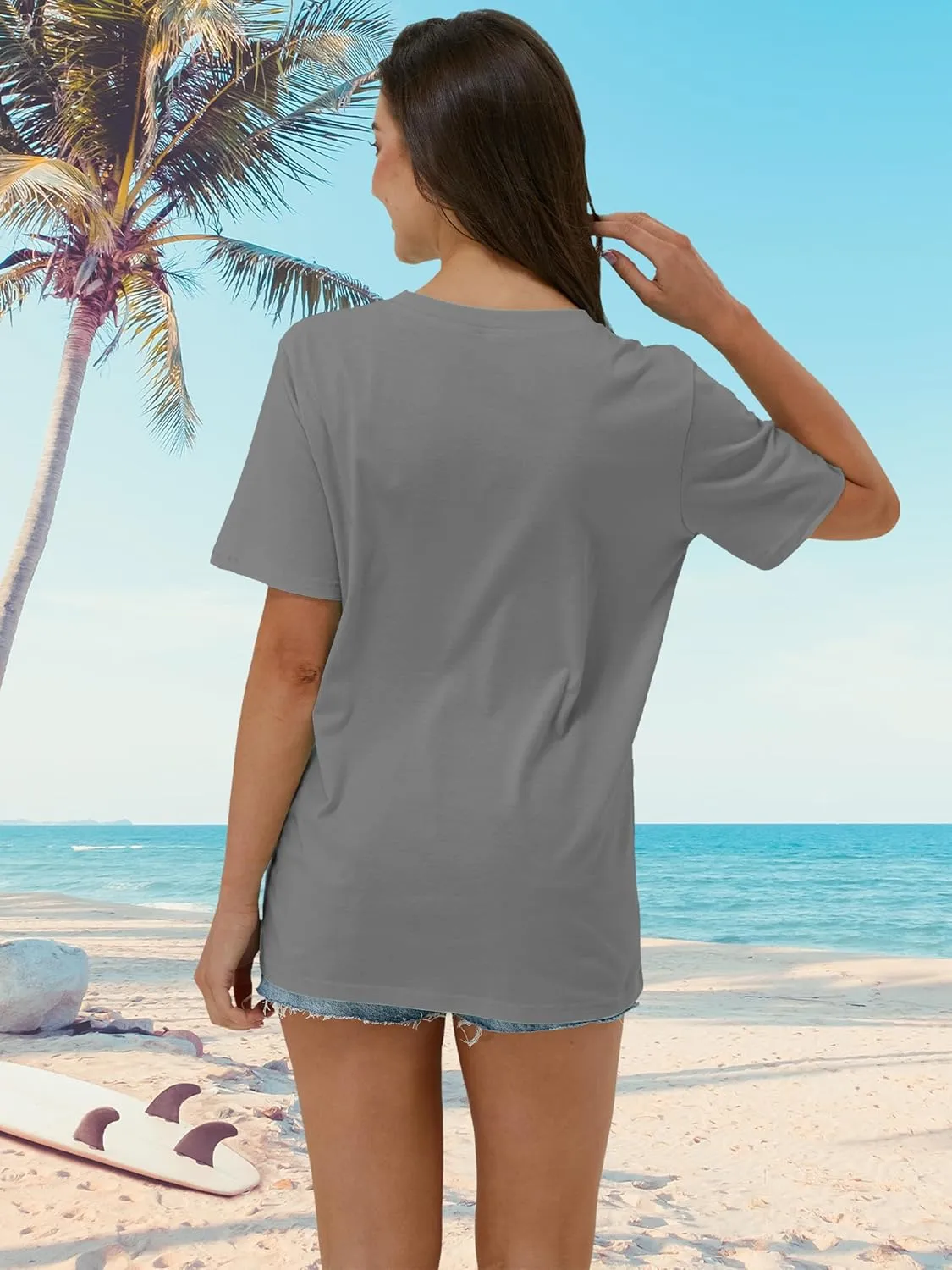 Beach Shirts for Women Summer Graphic Casual Tee Tops Short Sleeve Vacation Vintage Tshirt