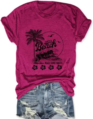 Beach Shirts for Women Summer Graphic Casual Tee Tops Short Sleeve Vacation Vintage Tshirt