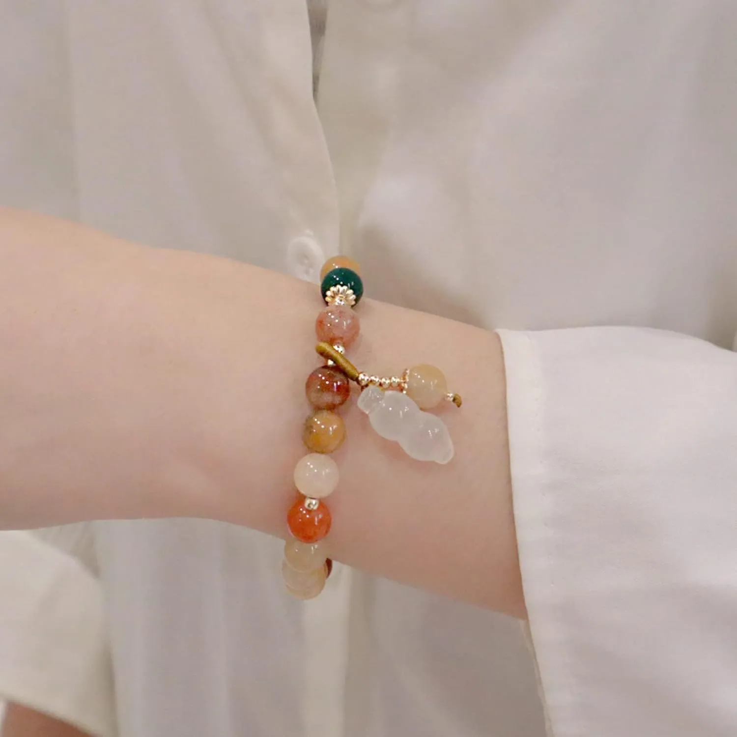 Bead Bracelets,Couple/Lover/Friendship/Relationship His and Hers Bracelet,Jade Gourd Peanut Bracelet D