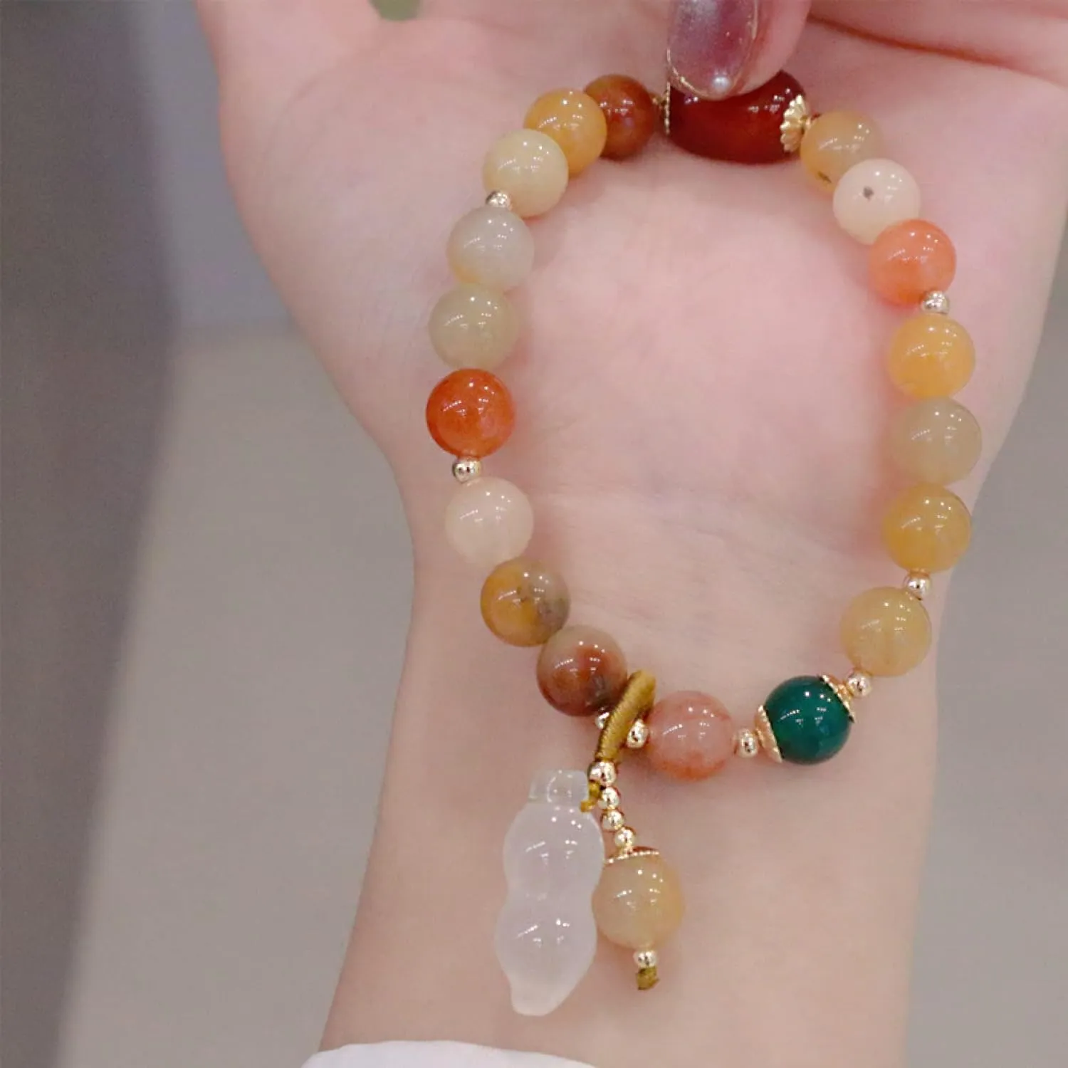 Bead Bracelets,Couple/Lover/Friendship/Relationship His and Hers Bracelet,Jade Gourd Peanut Bracelet D