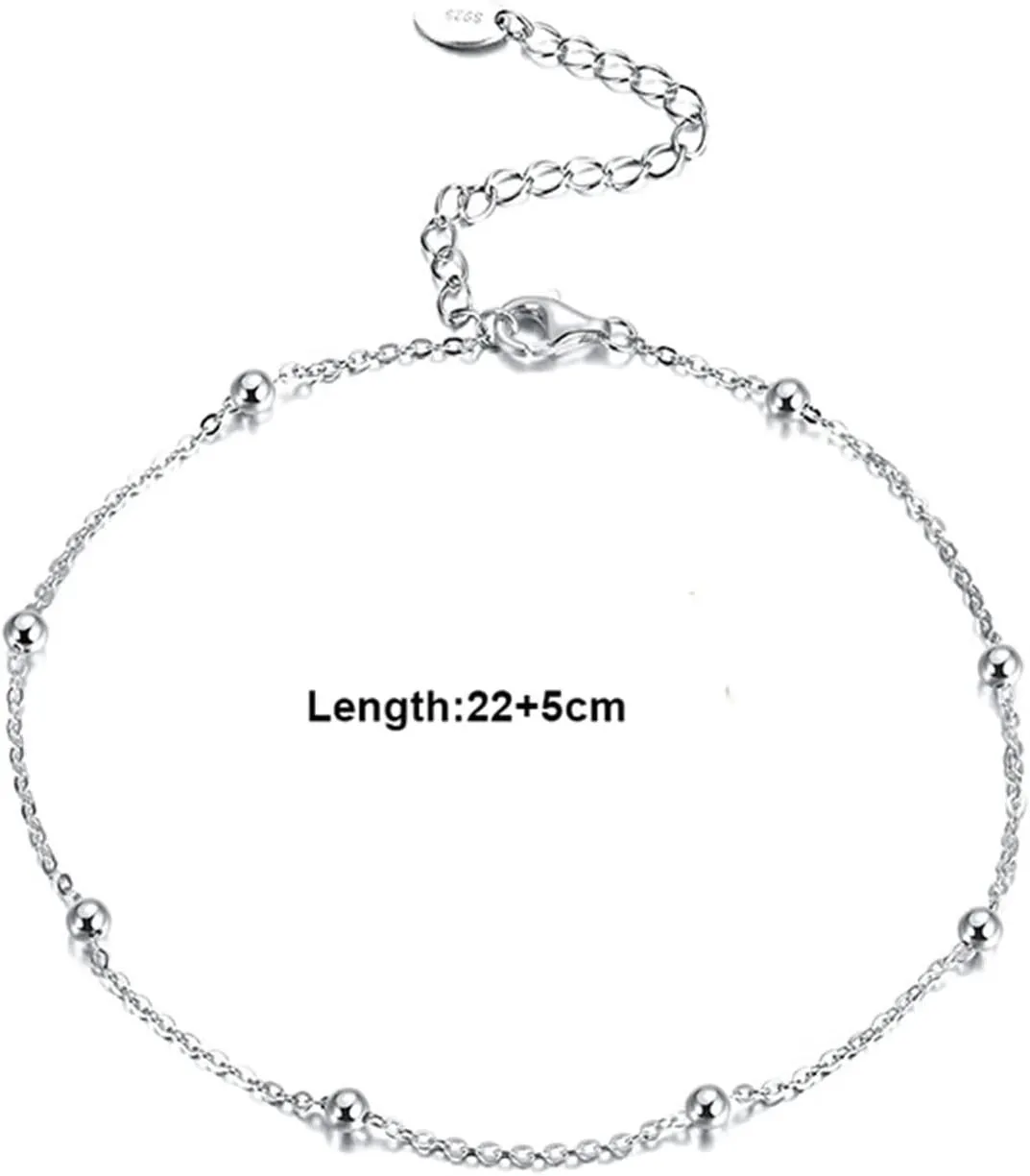 Beaded Ankle Bracelets for Women, Sterling Silver Anklet Bracelet with Beads Silver/Gold Foot Jewelry Gifts for Friend