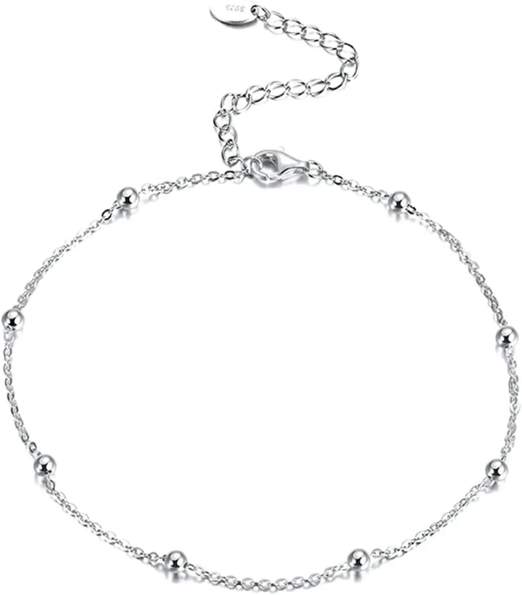Beaded Ankle Bracelets for Women, Sterling Silver Anklet Bracelet with Beads Silver/Gold Foot Jewelry Gifts for Friend