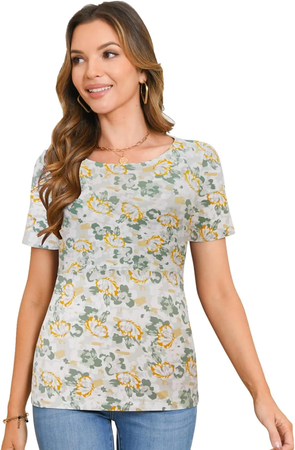 Bearsland Women's 3 Packs Maternity Nursing Tops Short Sleeve Breastfeeding Shirts