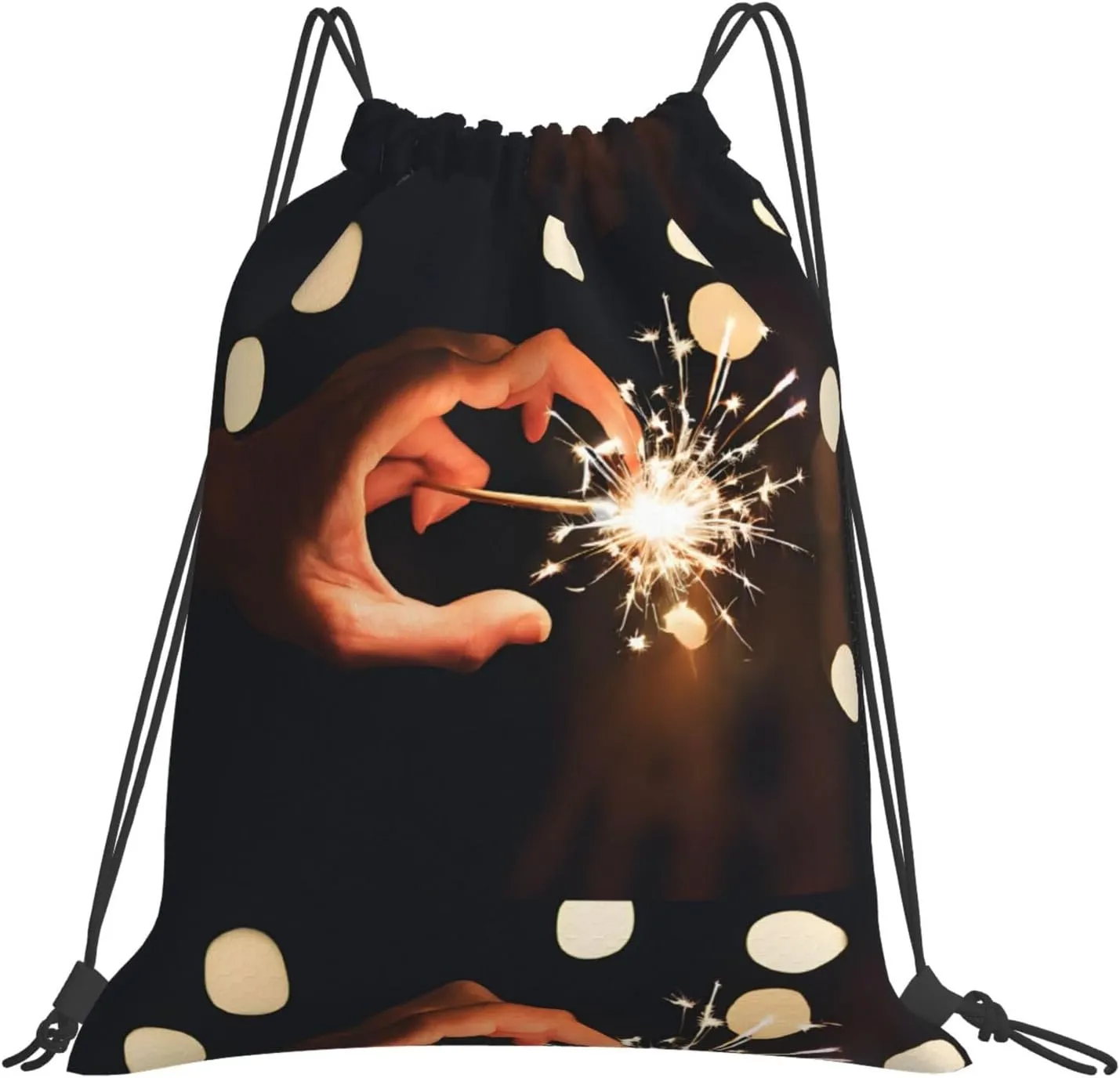 (Beautiful Fireworks) Drawstring Backpack Drawstring Gym Bag Foldable Water Drawstring Bags Draw String Back Bag For Shopping Sport Yoga Travel, Swimming, Beach