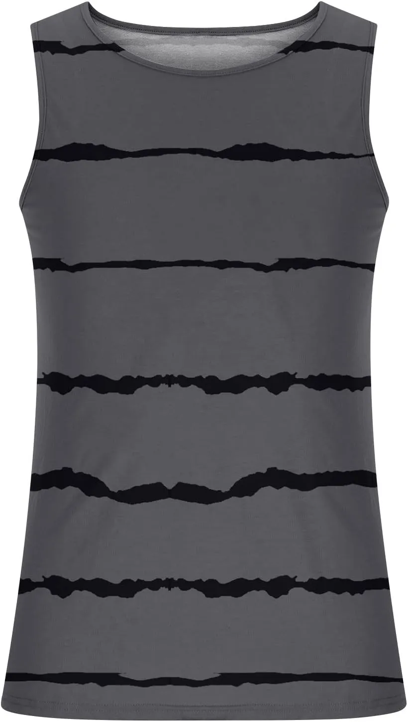 Big and Tall Graphic Tank Tops for Men 2024 Trendy Sleeveless Striped Muscle Tanks Shirts Loose Casual Outfits