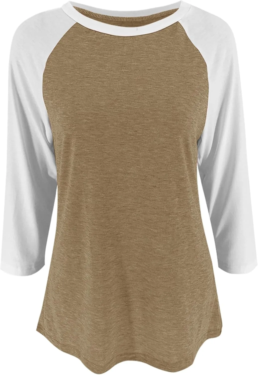 Bingerlily Women's Casual T-Shirts 3/4 Sleeve Color Block Cute Tops Comfy Blouses