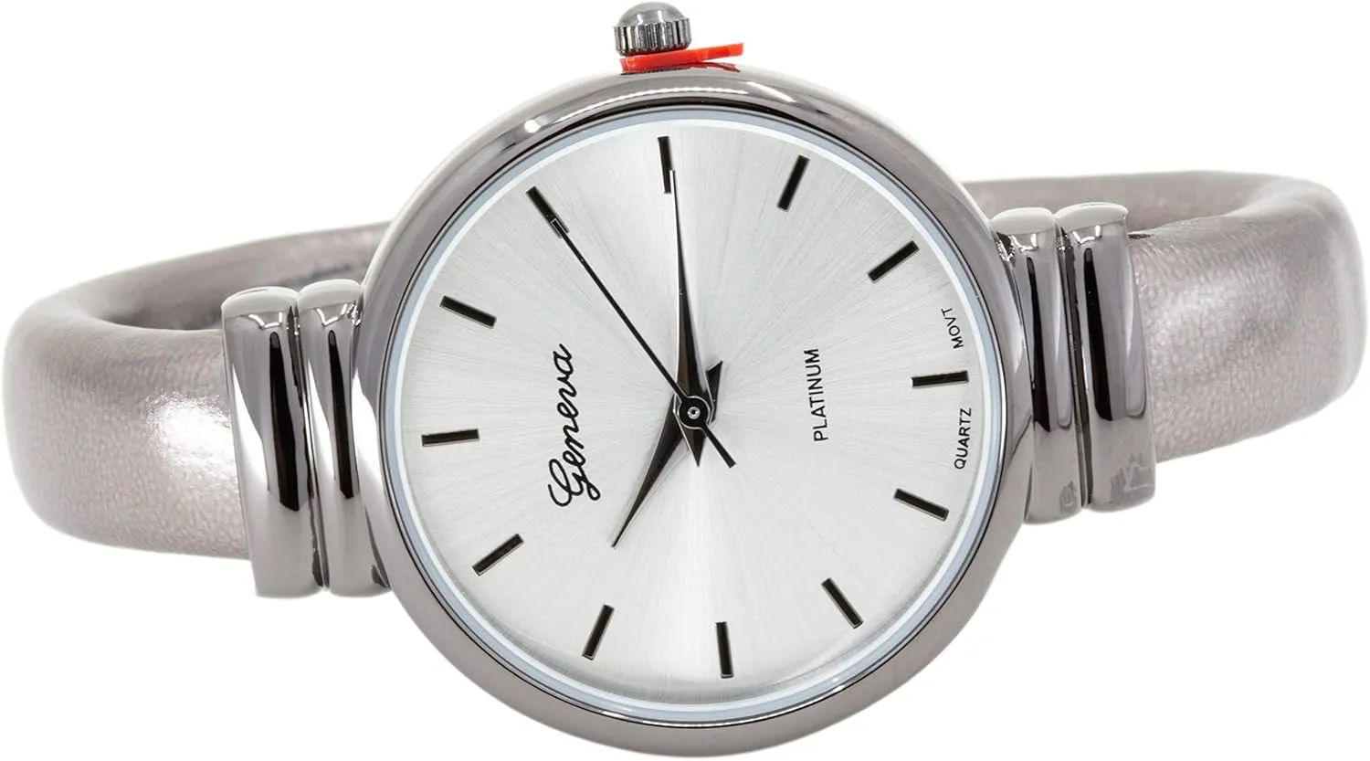 Blekon Collections Women's Analog Quartz 31mm Case Round Sparkling Designed Leather Cuff Bangle Ladies Wrist Watch
