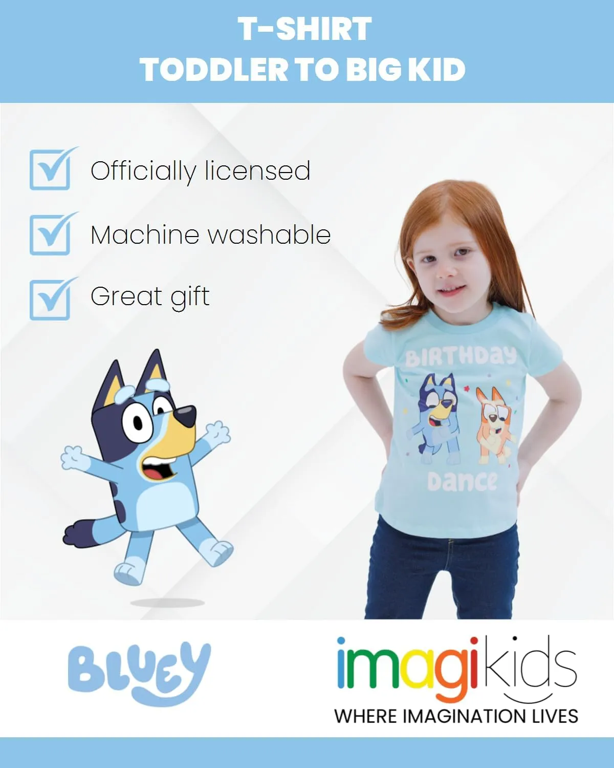 Bluey July 4th Halloween Christmas Birthday School Heart T-Shirt Infant to Big Kid Sizes (12 Months - 10-12)