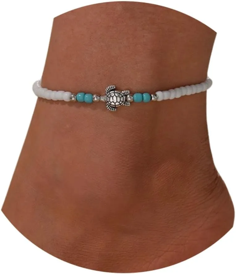 Boho Turtle Anklet Beaded Anklet Bracelet Fashion Beaded Foot Jewelry Anklets for Women