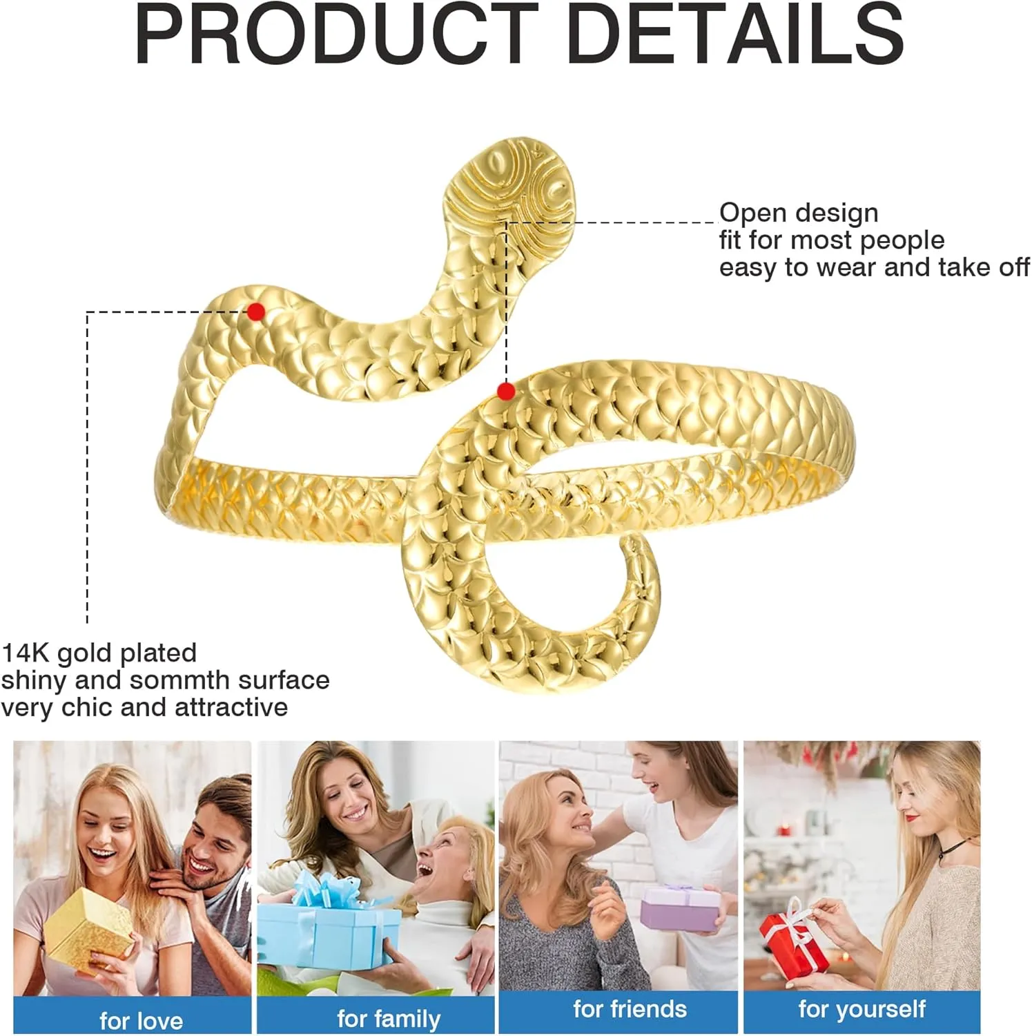 BOMAIL 4 Pieces Gold Arm Cuff for Women Minimalist Upper Arm Bangle Bracelet Adjustable Boho Coil Armlet Armband Cuff Bracelets Set