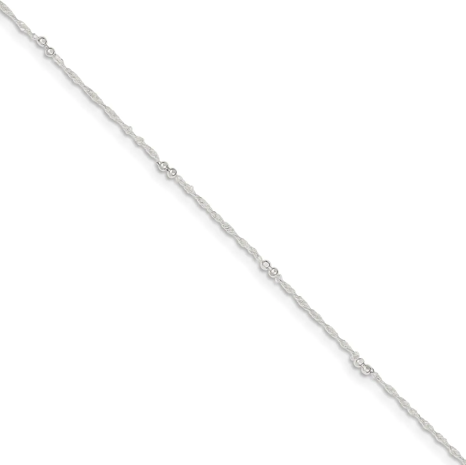 Bonyak Jewelry Sterling Silver 10in Plus 1in ext. Anklet Sleek