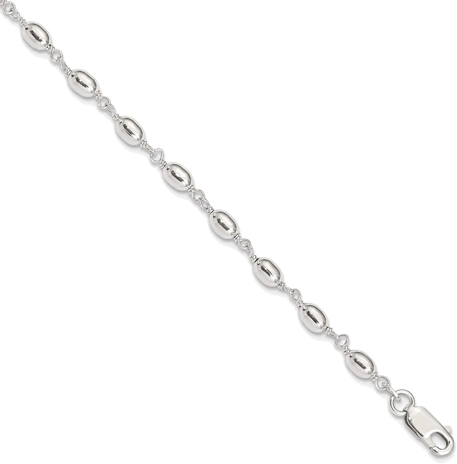 Bonyak Jewelry Sterling Silver Fancy Bead Anklet Opulent