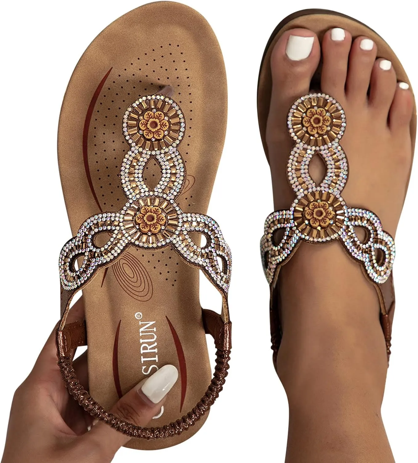 Boots for Women Dressy Summer Retro Orthopedic Sandals Ring Toe Outdoor Flip Flops Flat Heel Beach Slipper