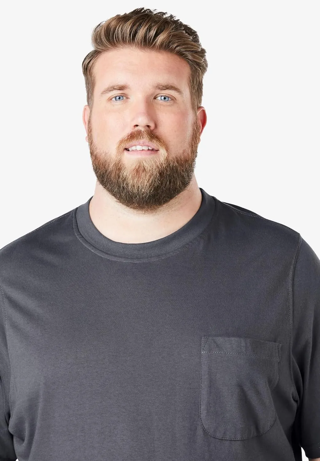 Boulder Creek by Kingsize Men's Big & Tall Heavyweight Pocket Crewneck T-Shirt