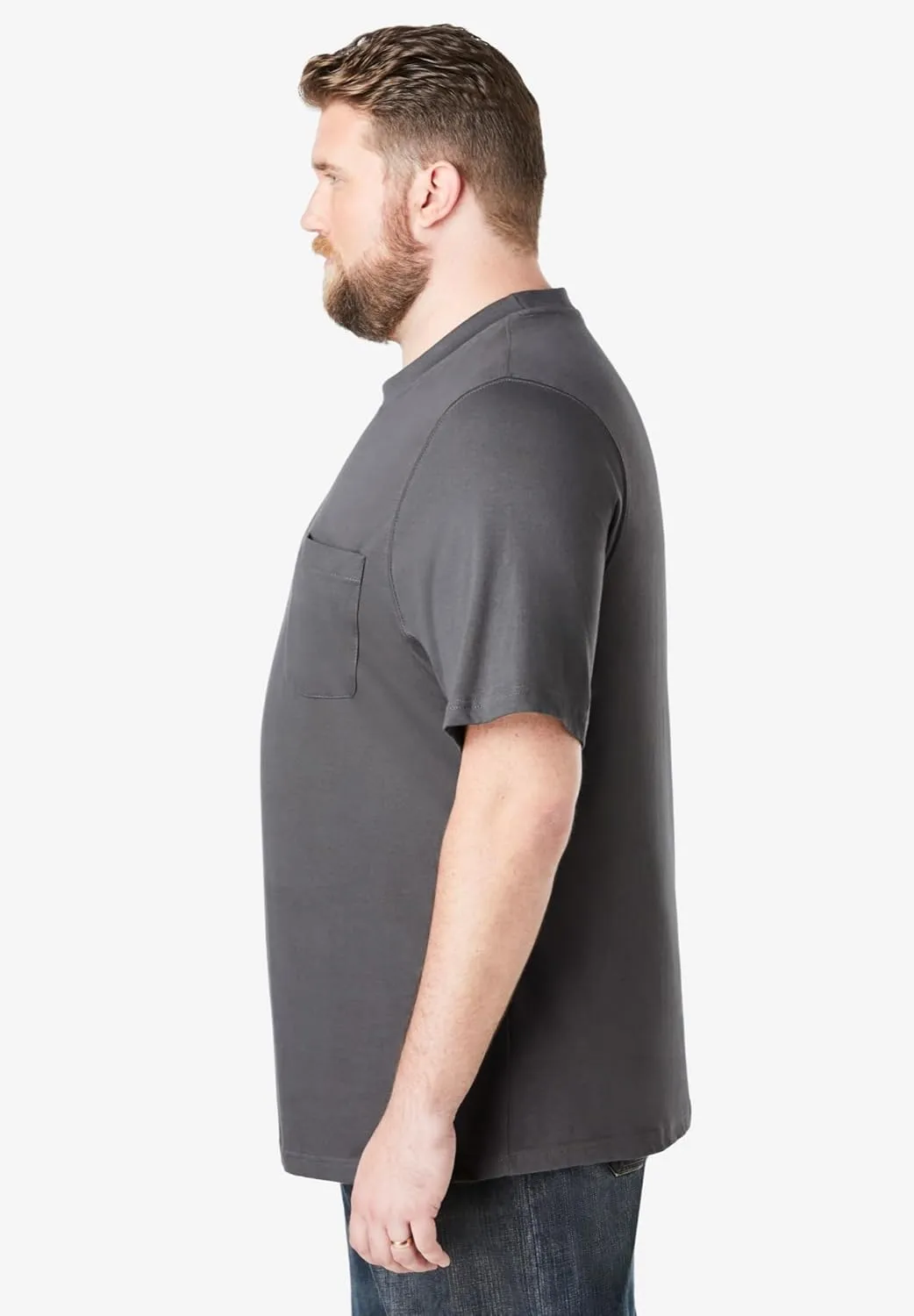 Boulder Creek by Kingsize Men's Big & Tall Heavyweight Pocket Crewneck T-Shirt
