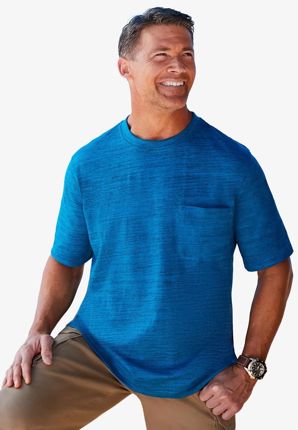 Boulder Creek by Kingsize Men's Big & Tall Heavyweight Pocket Crewneck T-Shirt