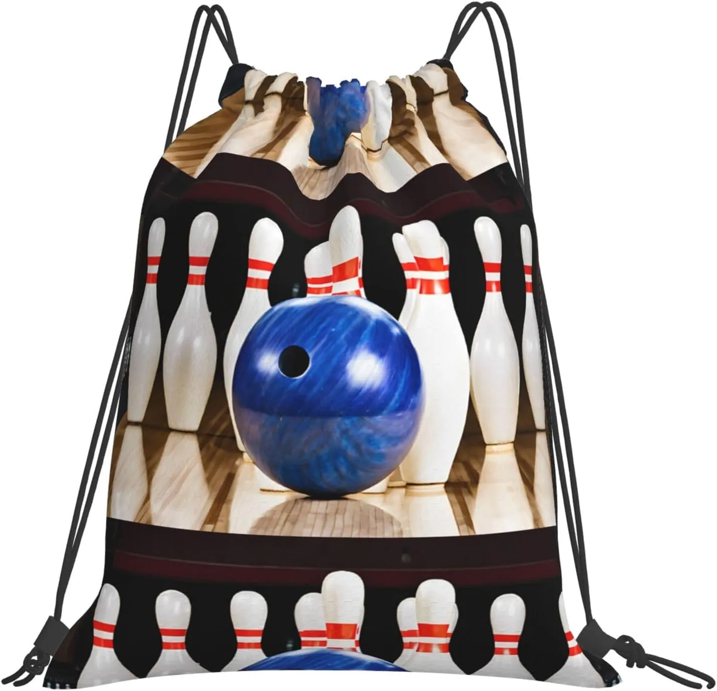 (Bowling) Drawstring Backpack Drawstring Gym Bag Foldable Water Drawstring Bags Draw String Back Bag For Shopping Sport Yoga Travel, Swimming, Beach