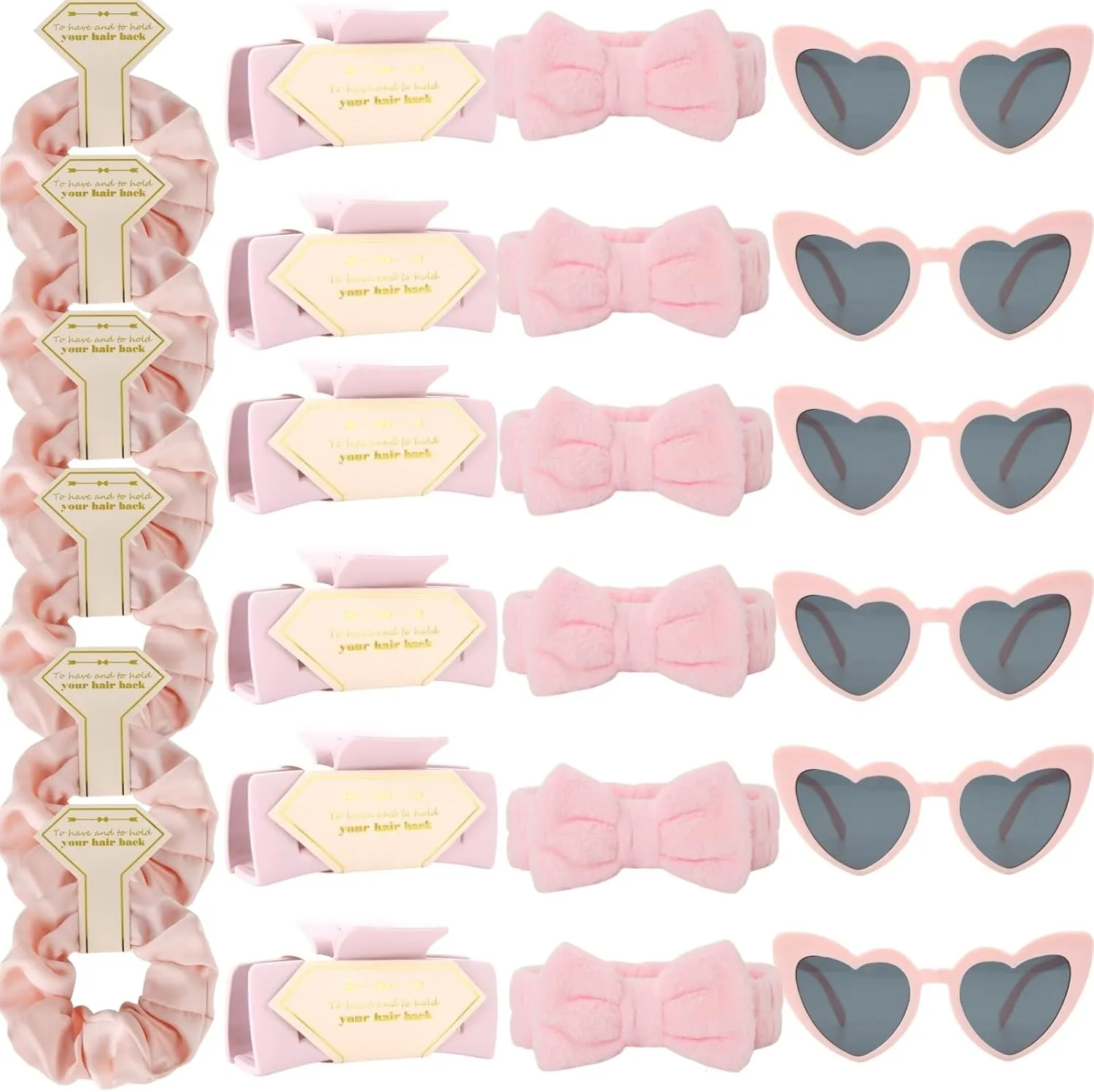 Bridesmaid Scrunchies Proposal Gifts square 4.1inch Bachelorette Hair Claws Clips Girls heart sunglasses headband gift for Wedding Party Favors (24, Pink)