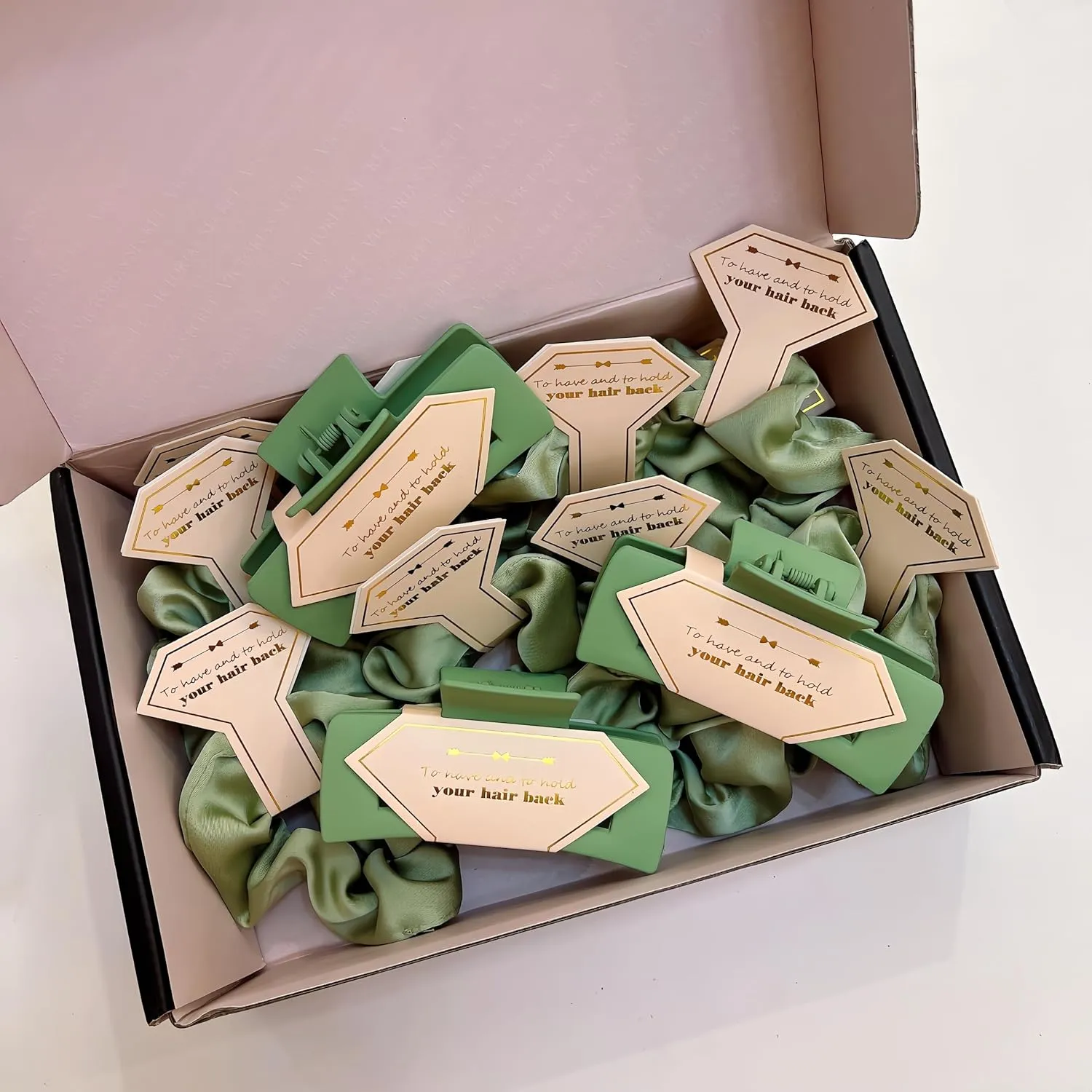 Bridesmaid Scrunchies Proposal Gifts square 4.1inch Bachelorette Hair Claws Clips Girls heart sunglasses headband gift for Wedding Party Favors (24, Sage Green)
