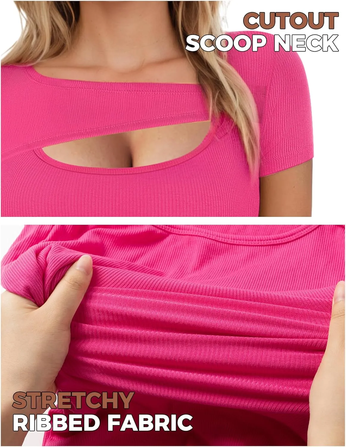 Buauty Womens Cutout Tshirts One Piece Summer Tops Ribbed Slim tees Short Sleeve Fitted Shirt Sexy Fashion Basic Clothes 2025