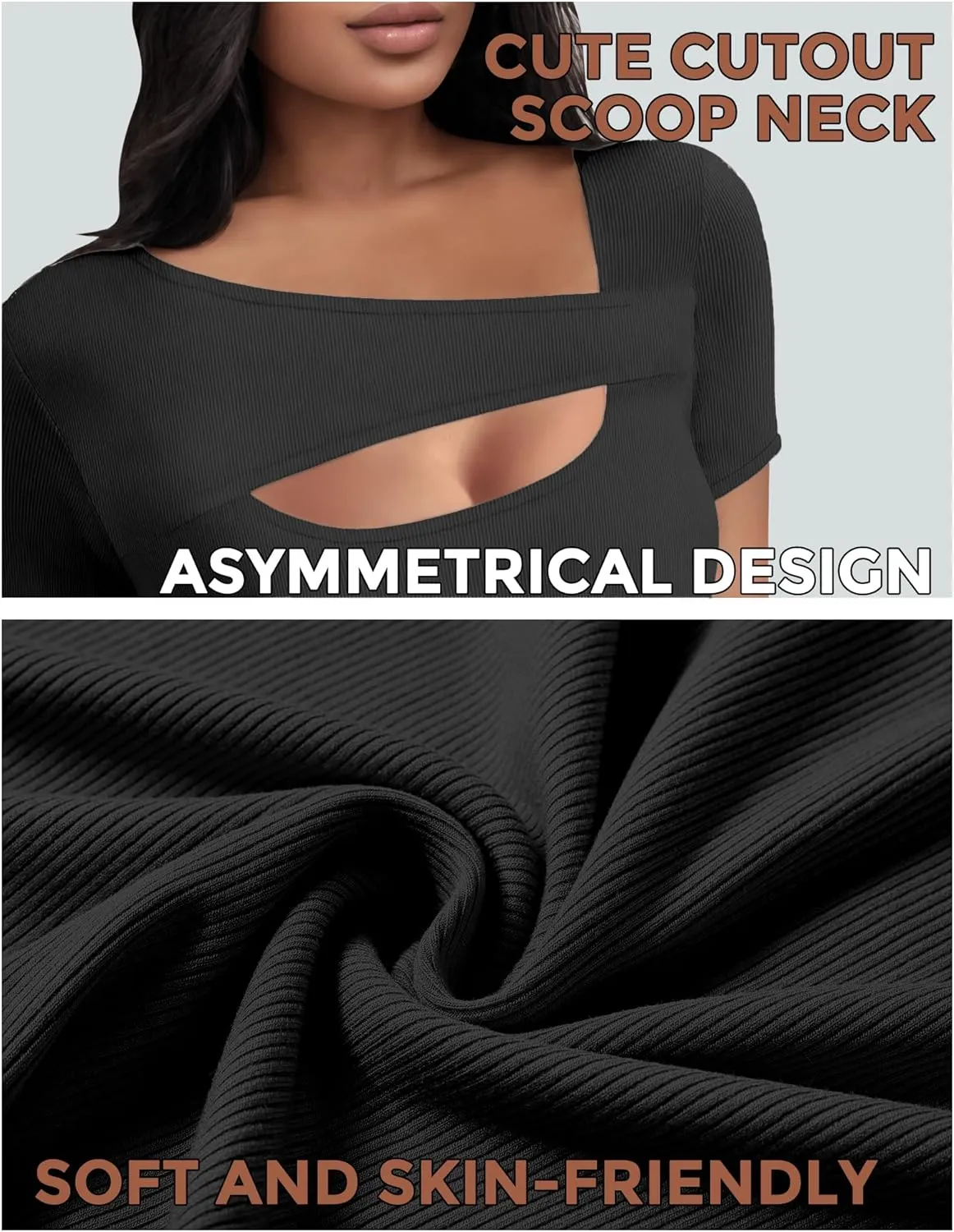 Buauty Womens Cutout Tshirts One Piece Summer Tops Ribbed Slim tees Short Sleeve Fitted Shirt Sexy Fashion Basic Clothes 2025