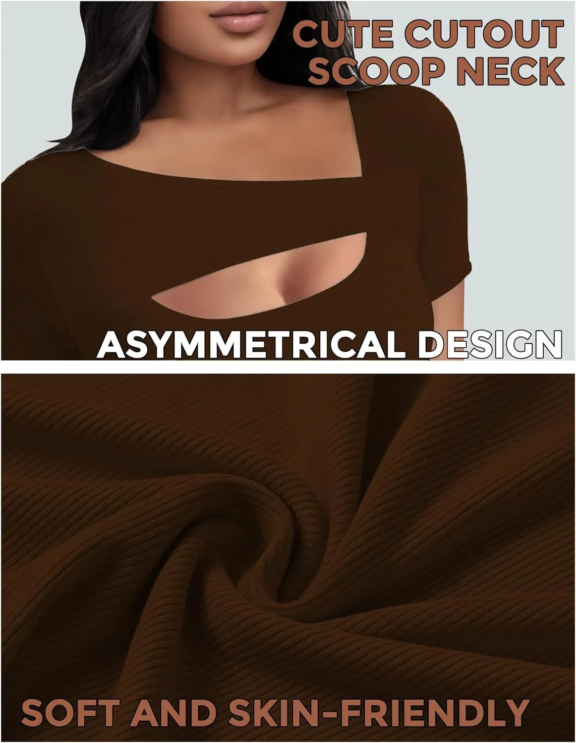 Buauty Womens Cutout Tshirts One Piece Summer Tops Ribbed Slim tees Short Sleeve Fitted Shirt Sexy Fashion Basic Clothes 2025