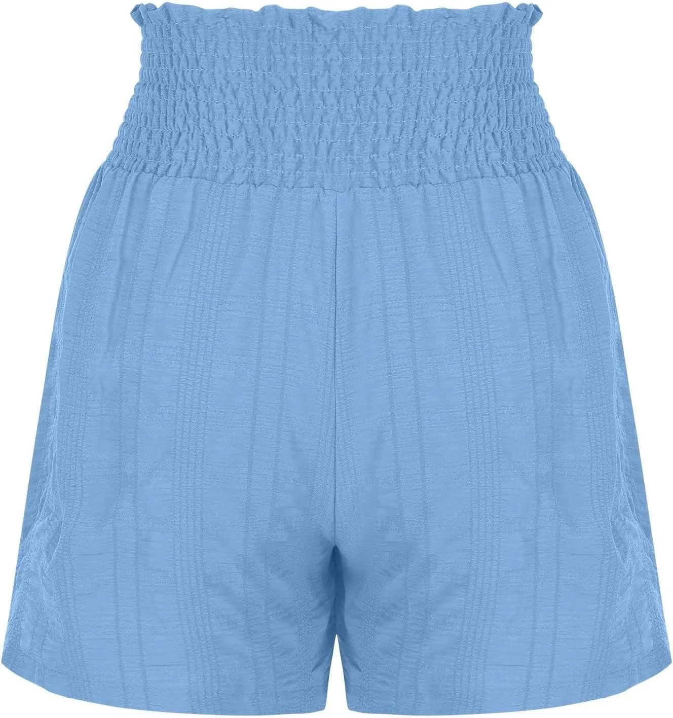 Canbebig Flowy Shorts for Women Smocked High Waisted Drawstring Shorts Dressy Ruffle Hem Flared Shorts Workout Pants Trendy