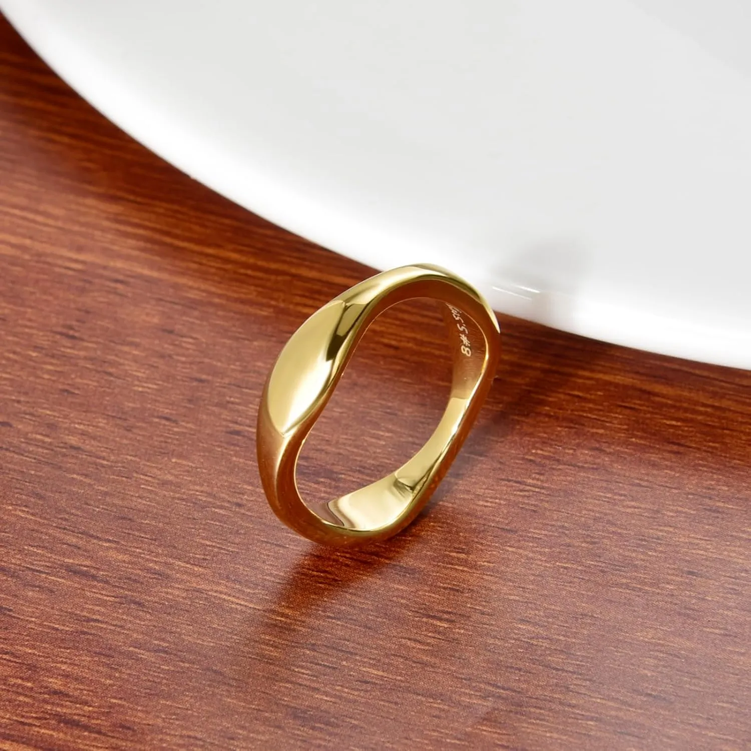 CANDYFANCY Gold statement Rings for Women Chunky Band Puffy Dome Croissant Thumb Band Twisted Stacking Ring Fashion Minimalist Thick Thumb Index Finger Ring