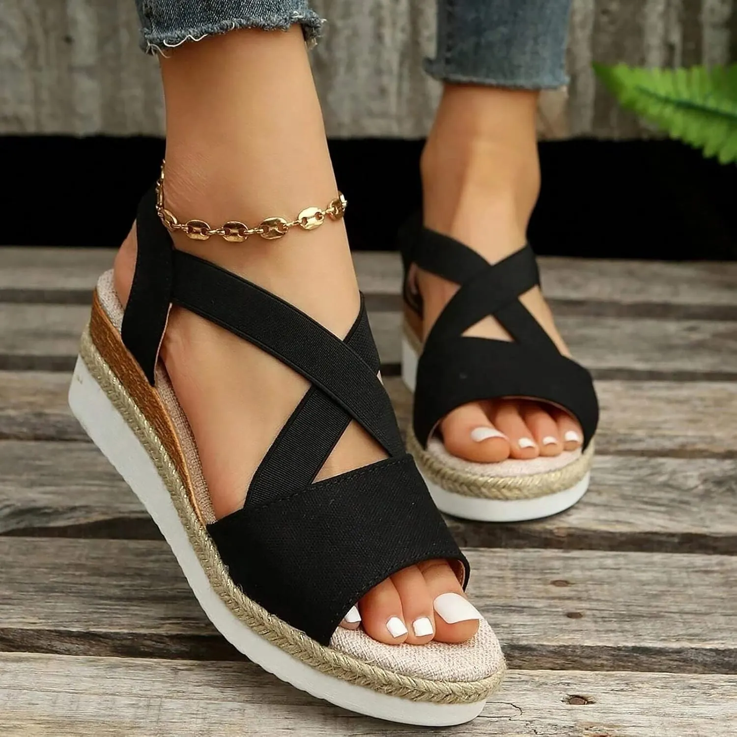 Cathalem Comfortable Sandals for Women Flat Open Toe Ankle Strap Espadrilles Sandals Casual Strappy Slip on Sandals