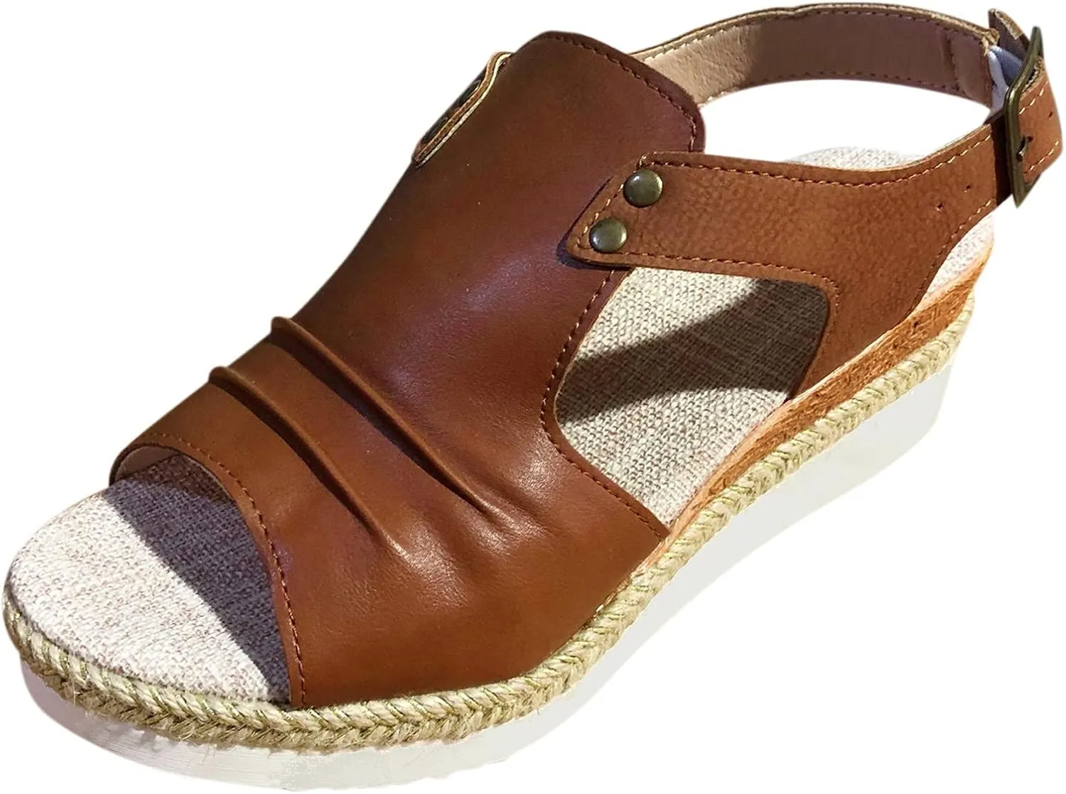 Cathalem Orthopedic Platform Wedge Sandals for Women Summer Dressy 2024 Flat Open Toe Ankle Strap Sandals Comfortable Slip on Beach Sandals