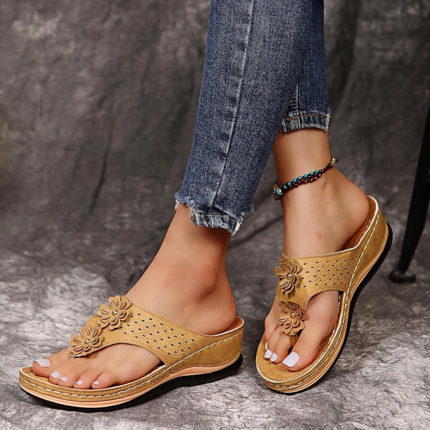 Cathalem Orthopedic Sandals for Women Arch Support Sandals Summer Casual Orthotic Sandals Comfortable Walking Sandals