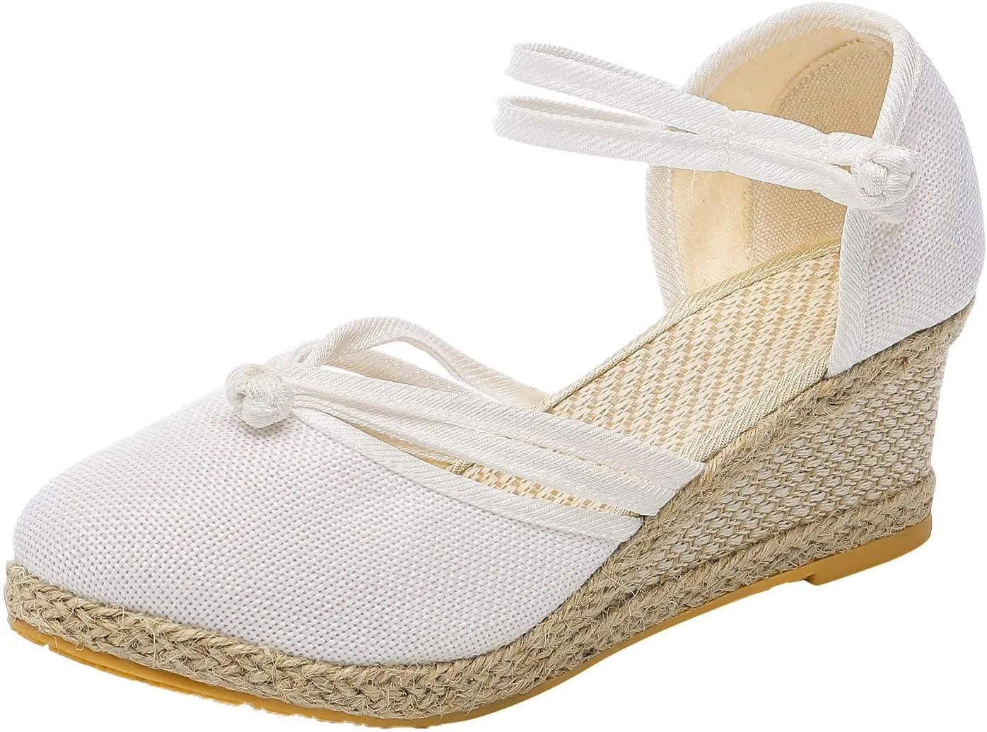 Cathalem Orthopedic Sandals for Women, Women's Ankle Strap Closed Toe Espadrille Wedge Sandals Platform Wedge Sandals