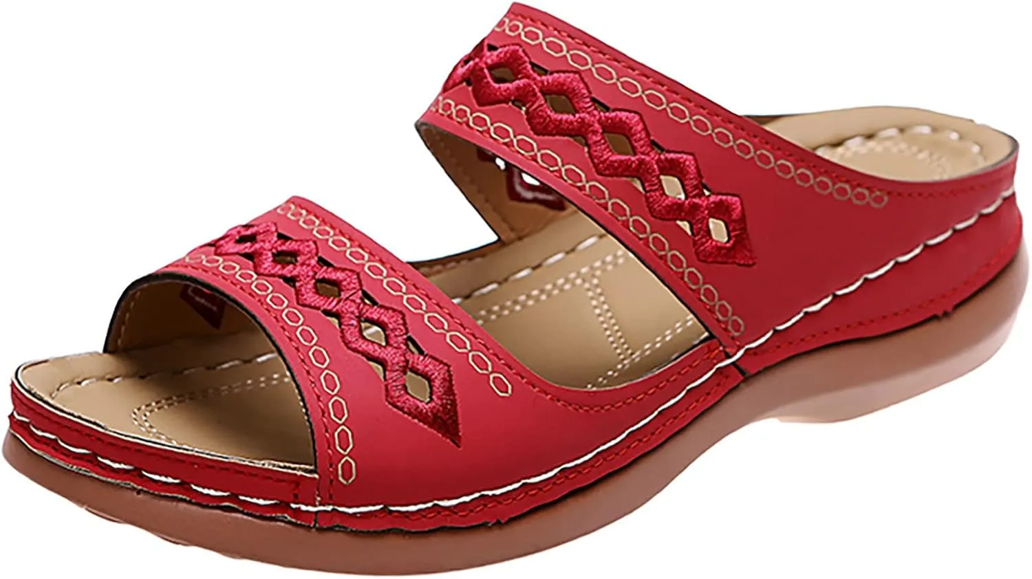 Cathalem Orthopedic Sandals for Women, Womens Summer Platform Casual Open Toe Sandals Slippers Breatable Hollow Out Sandals
