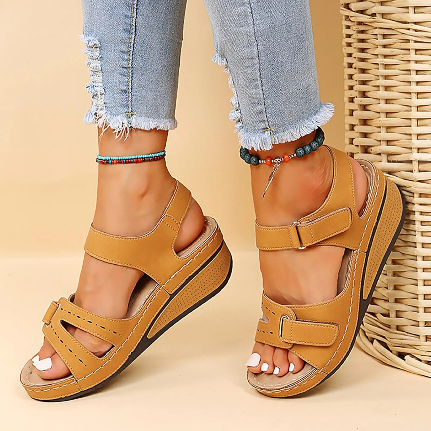 Cathalem Orthopedic Sandals for Women, Womens Walking Sandals with Arch Support Sandals Women Dressy Summer Flat