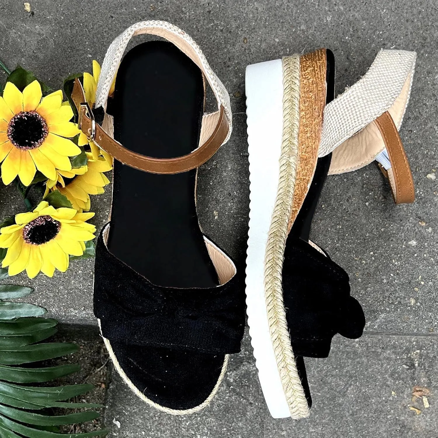 Cathalem Orthopedic Wedge Sandals for Women Platform Open Toe Sandals with Ankle Strap Casual Wedges Sandals Zipper Beach Sandals