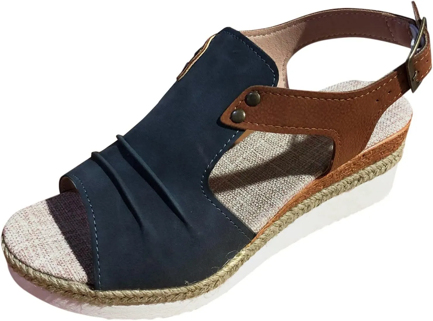 Cathalem Orthopedic Wedge Sandals for Women Summer Dressy Flat Open Toe Ankle Strap Platform Sandals Slip on Sandals Beach Comfortable Shoes
