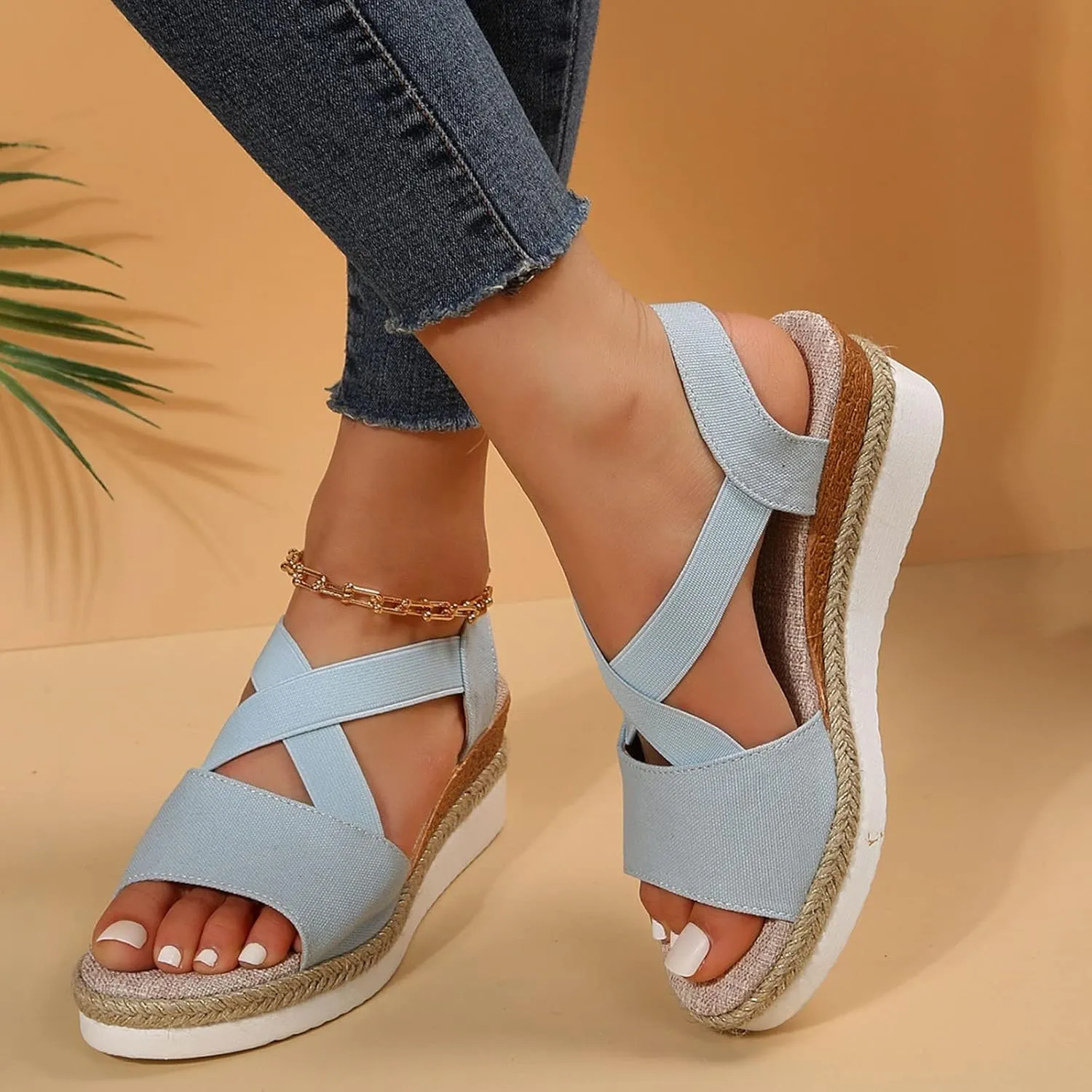 Cathalem Orthopedic Wedge Sandals for Women,Mid Heel Espadrille Sandals Platform Sandals Dressy Summer Fashion Comfortable Heels