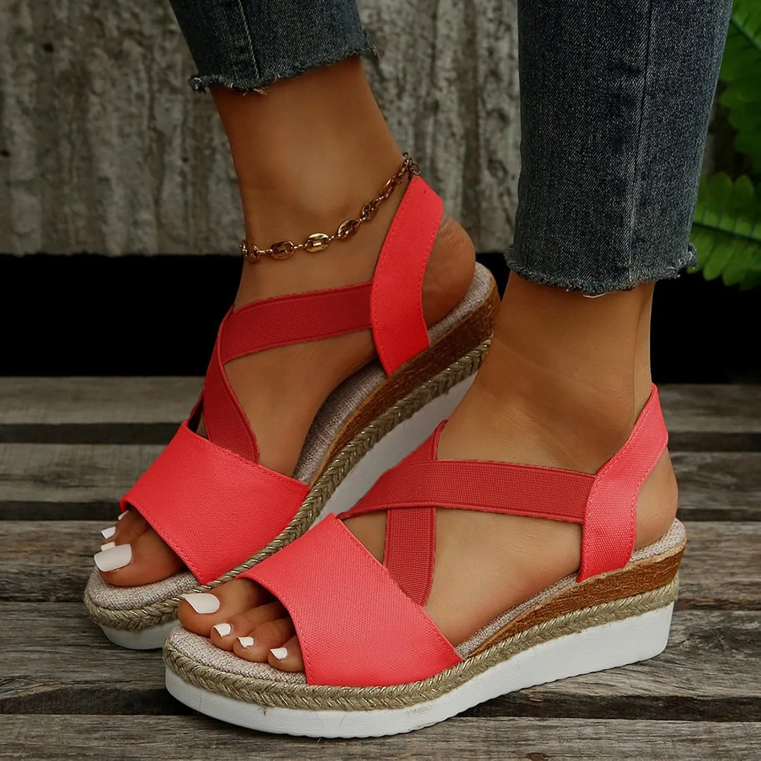 Cathalem Orthopedic Wedge Sandals for Women,Mid Heel Espadrille Sandals Platform Sandals Dressy Summer Fashion Comfortable Heels