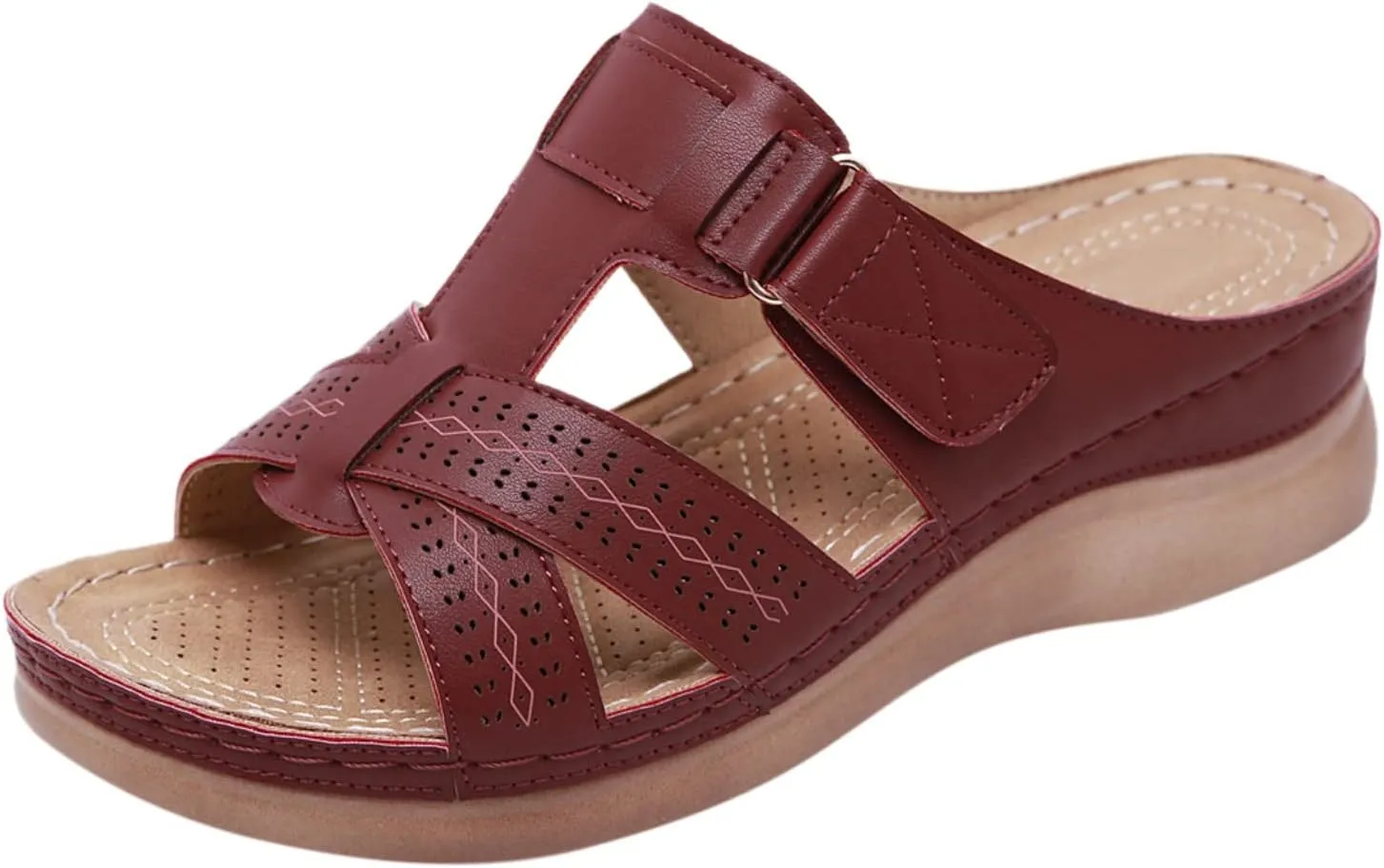 Cathalem Sandals for women 2024, Womens Orthopedic Wedge Heel Slip On Open Toe Mules Summer Sandals Shoes