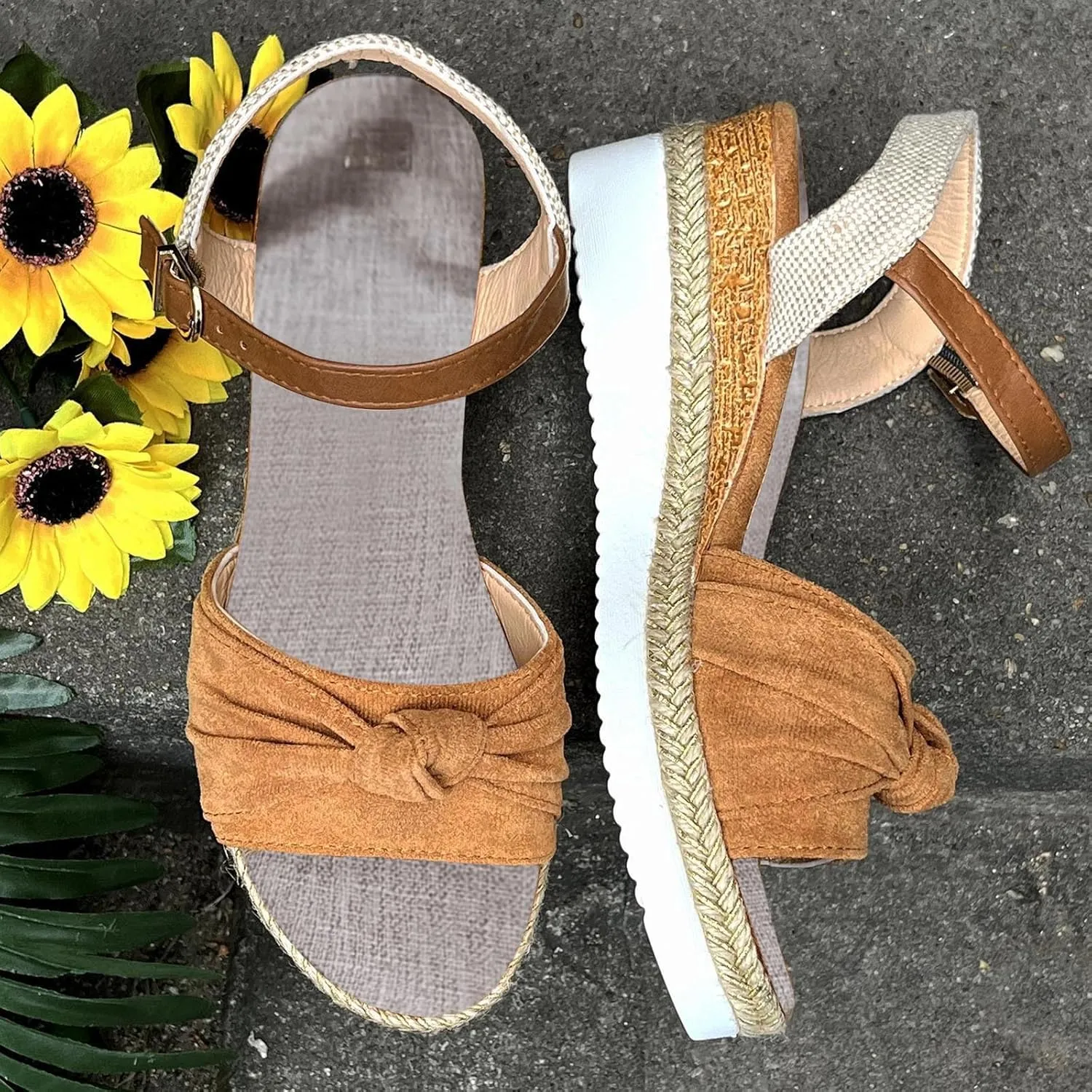 Cathalem Sandals for Women Summer Dressy,Orthopedic Platform Slip on Sandals with Arch Support Wedge Sandals Open Toe Causal Beach Sandals