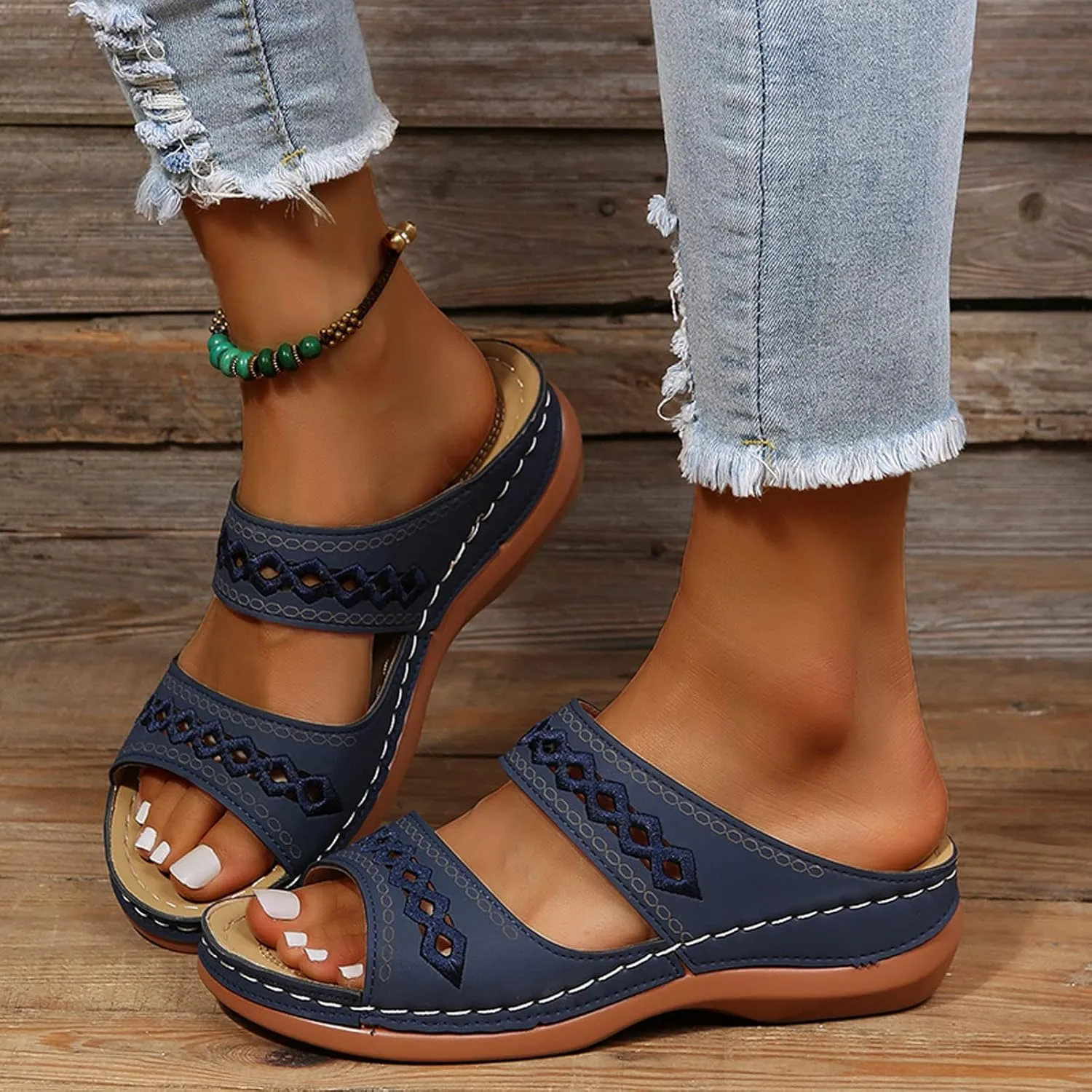 Cathalem Sandals Women Comfortable, Orthopedic Wedge Sandals for Women Comfortable Walking Sandals with Arch Support