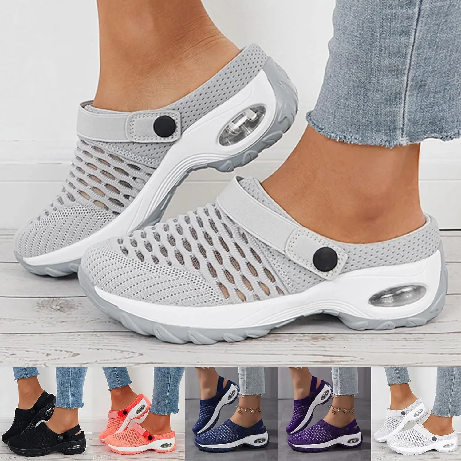 Cathalem Sandals Women Comfortable, Women's Orthopedic Clogs with Air Cushion Support to Reduce Back and Knee Pressure