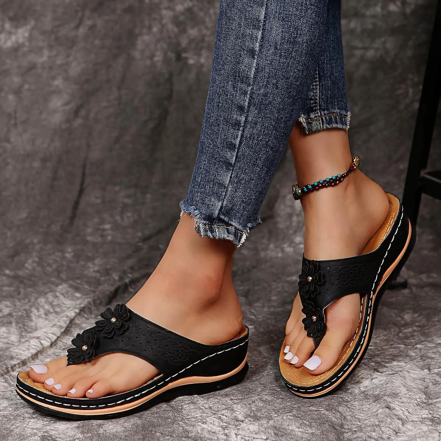Cathalem Summer Sandals for Women 2024 Casual Strappy Low Wedges Sandals Open Toe Ankle Strap Platform Sandals