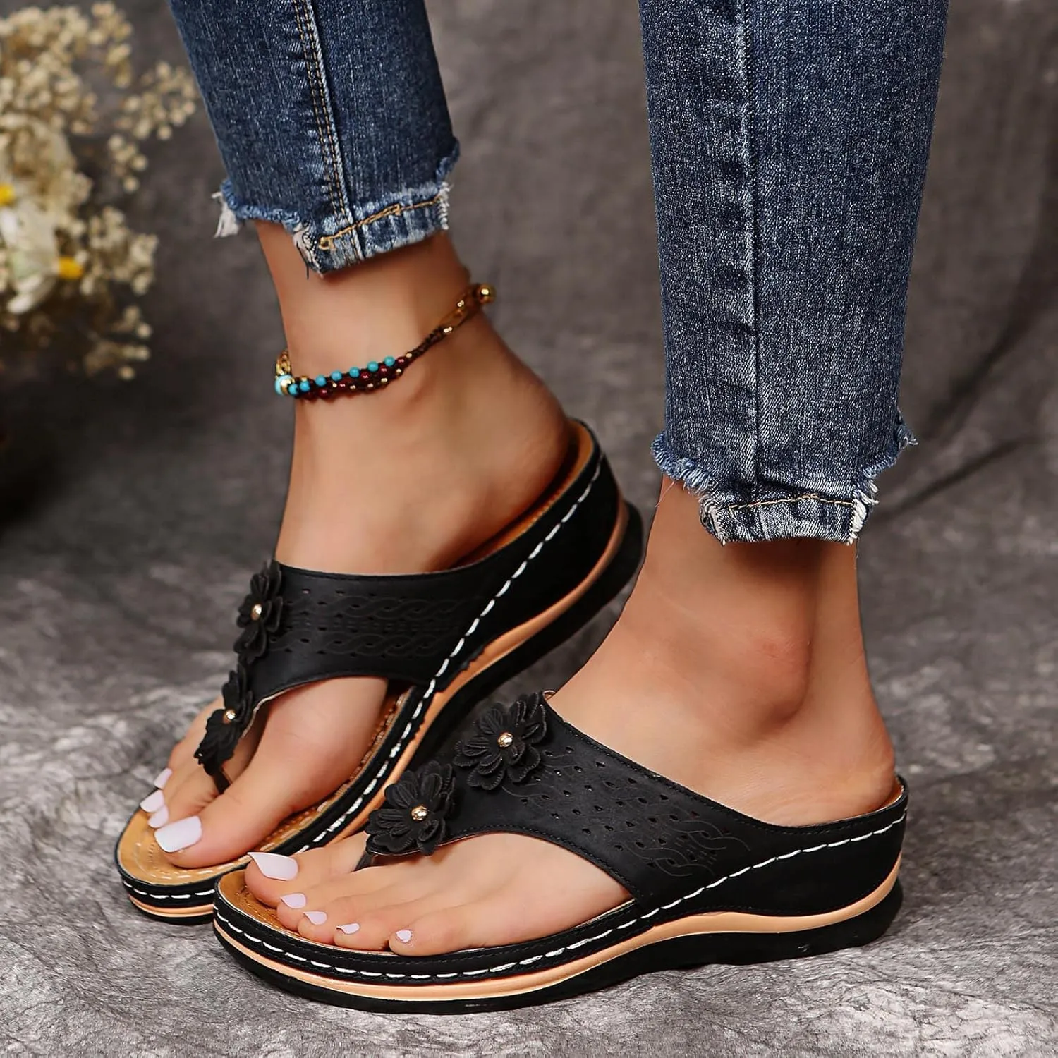 Cathalem Summer Sandals for Women 2024 Casual Strappy Low Wedges Sandals Open Toe Ankle Strap Platform Sandals