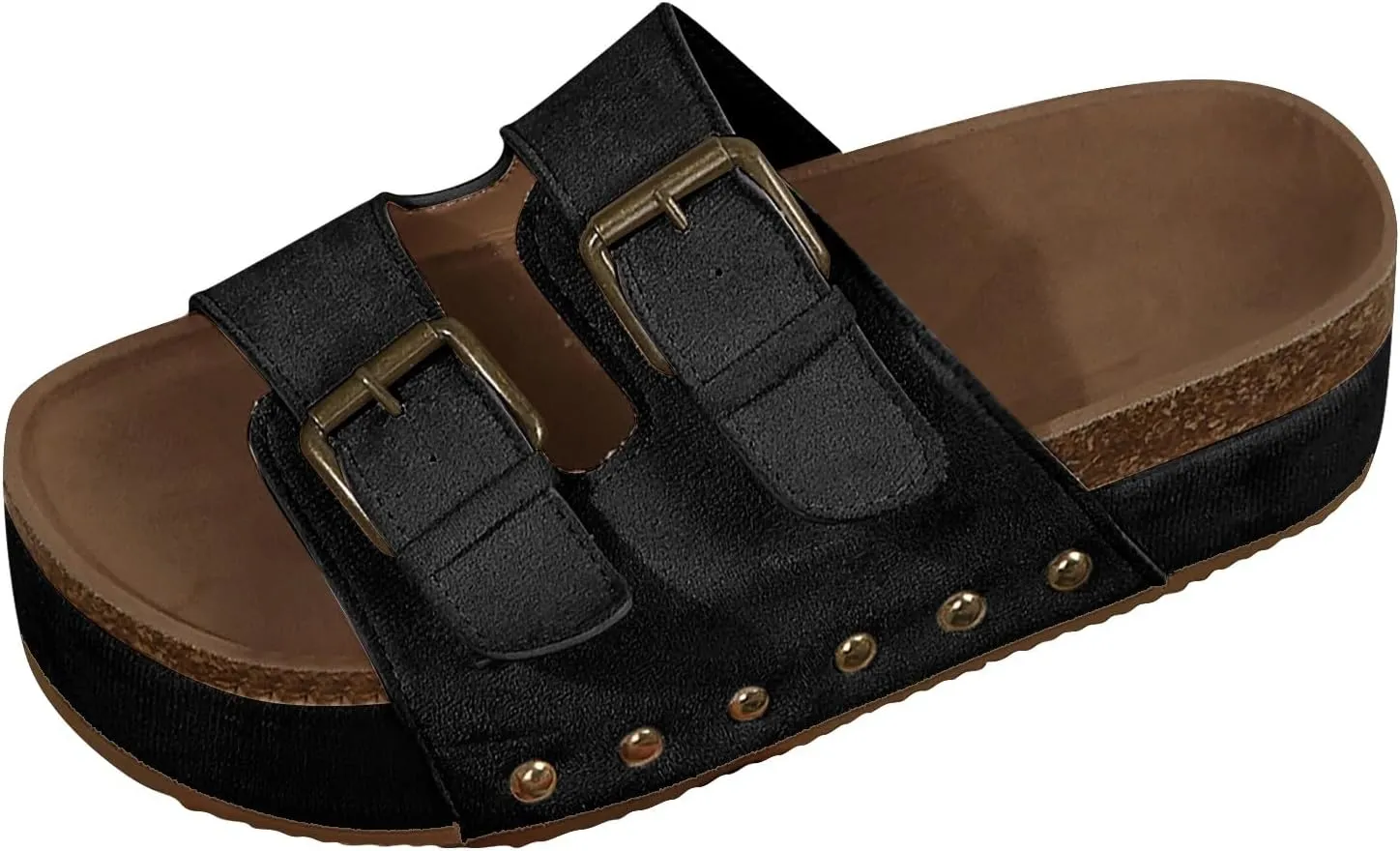 Cathalem Summer Sandals for Women 2024 Comfortable Leather Memory Foam Beach Vacation Essentials Slides for Women
