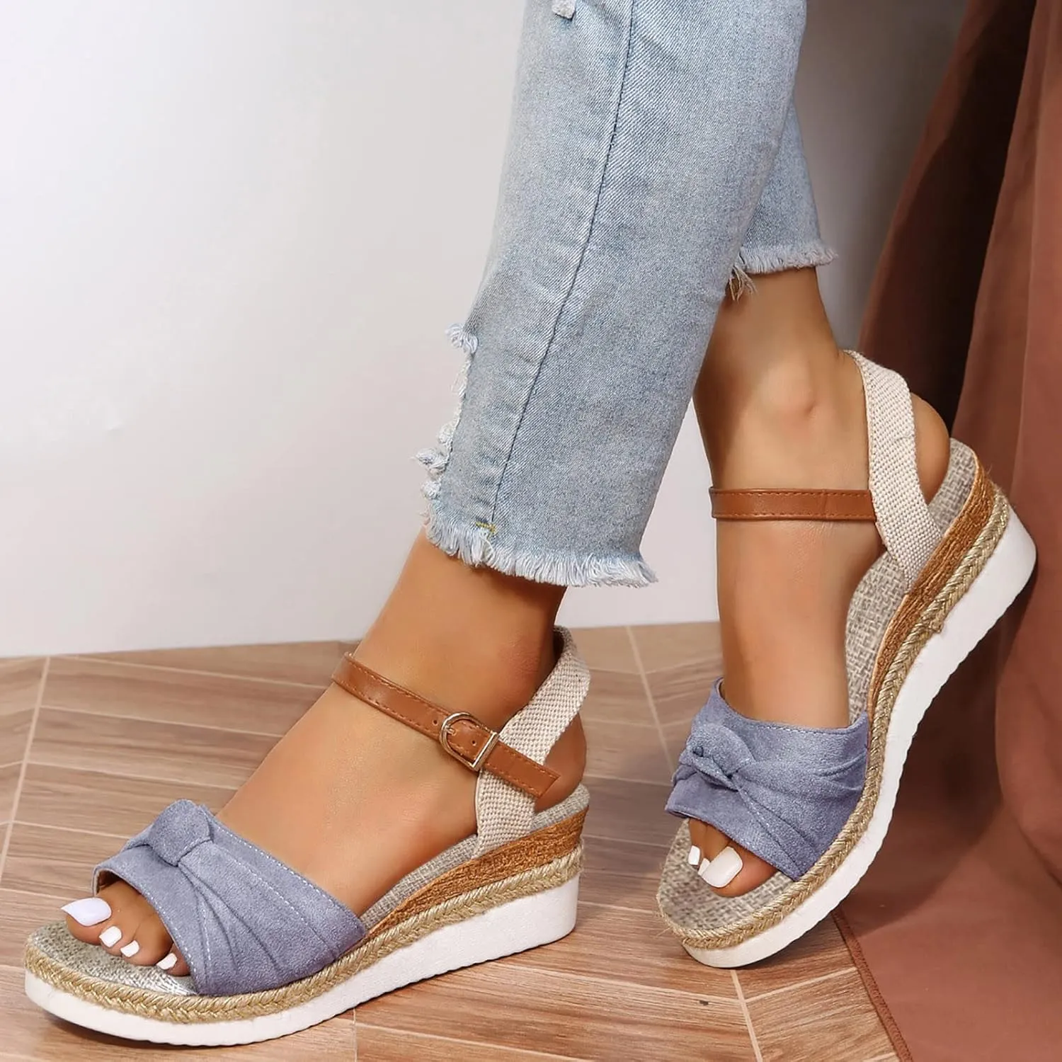 Cathalem Summer Sandals for Women 2024 Open Toe Sandals Walking Slippers with Arch Support Wedge Sandals Summer Dressy