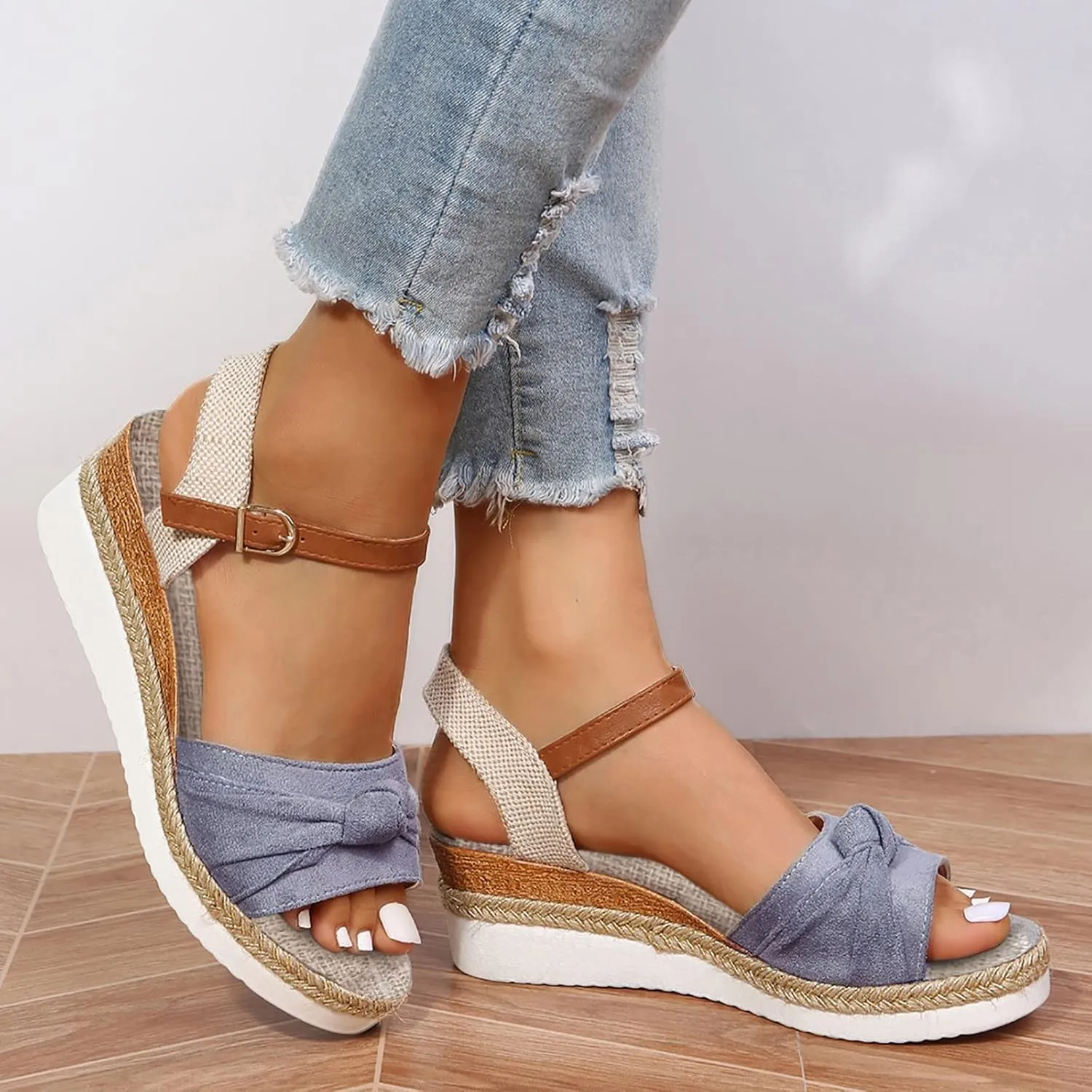 Cathalem Summer Sandals for Women 2024 Open Toe Sandals Walking Slippers with Arch Support Wedge Sandals Summer Dressy